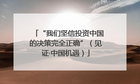 “我们坚信投资中国的决策完全正确”（见证·中国机遇）
