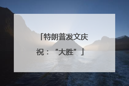 特朗普发文庆祝：“大胜”