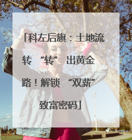 科左后旗：土地流转 “转” 出黄金路！解锁 “双薪” 致富密码