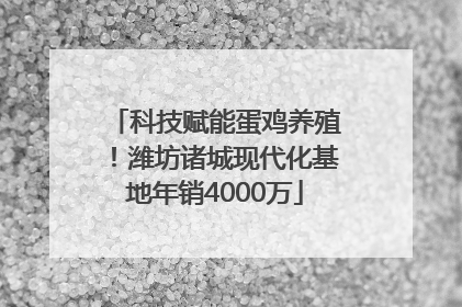 科技赋能蛋鸡养殖！潍坊诸城现代化基地年销4000万