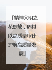 精神文明之花绽放，周村以高质量审计护航高质量发展
