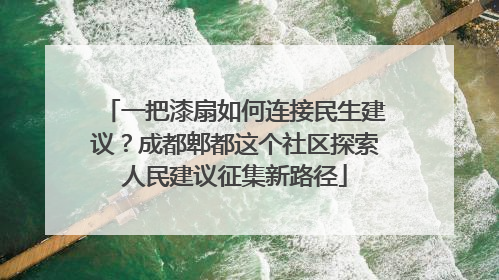 一把漆扇如何连接民生建议？成都郫都这个社区探索人民建议征集新路径