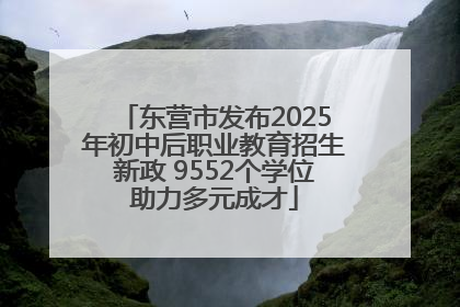 东营市发布2025年初中后职业教育招生新政 9552个学位助力多元成才