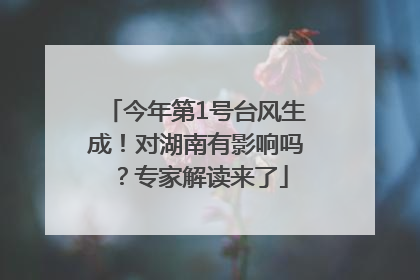 今年第1号台风生成！对湖南有影响吗？专家解读来了