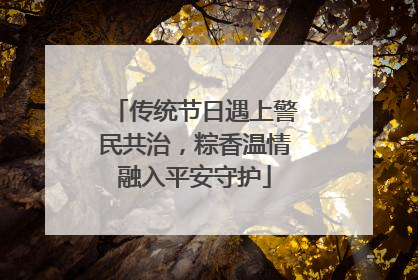 传统节日遇上警民共治，粽香温情融入平安守护