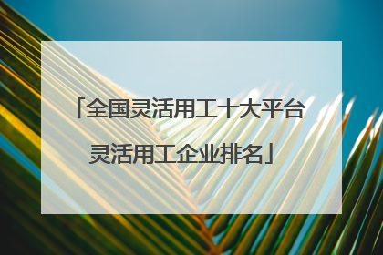 全国灵活用工十大平台 灵活用工企业排名