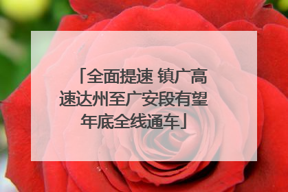 全面提速 镇广高速达州至广安段有望年底全线通车