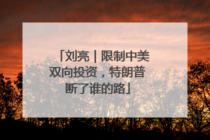 刘亮｜限制中美双向投资，特朗普断了谁的路