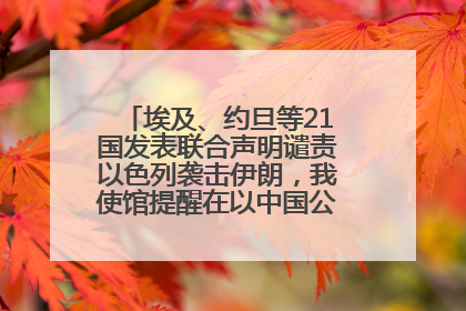 埃及、约旦等21国发表联合声明谴责以色列袭击伊朗，我使馆提醒在以中国公民尽快陆路离境