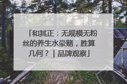 和其正：无规模无粉丝的养生水豪赌，胜算几何？｜品牌观察