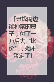寻找周边能种菜的房子，付了一万后去“比价”，她不淡定了