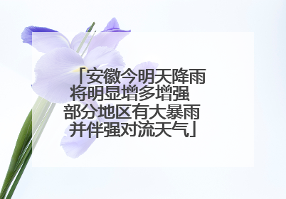 安徽今明天降雨将明显增多增强 部分地区有大暴雨并伴强对流天气