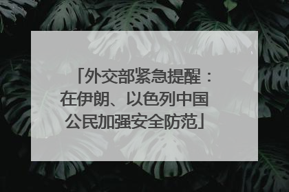 外交部紧急提醒：在伊朗、以色列中国公民加强安全防范