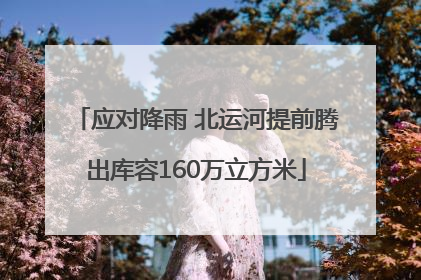 应对降雨 北运河提前腾出库容160万立方米