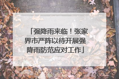 强降雨来临！张家界市严阵以待开展强降雨防范应对工作