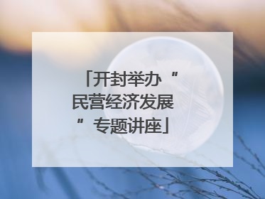 开封举办“民营经济发展”专题讲座