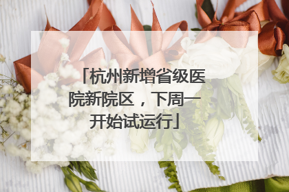 杭州新增省级医院新院区，下周一开始试运行