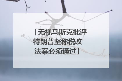 无视马斯克批评 特朗普坚称税改法案必须通过