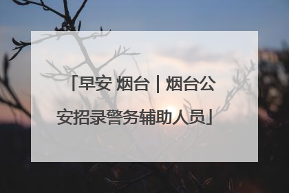早安 烟台｜烟台公安招录警务辅助人员