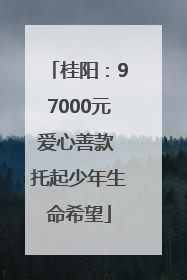 桂阳：97000元爱心善款 托起少年生命希望