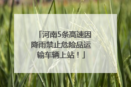 河南5条高速因降雨禁止危险品运输车辆上站！