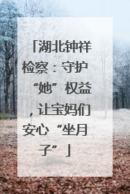 湖北钟祥检察：守护“她”权益，让宝妈们安心“坐月子”