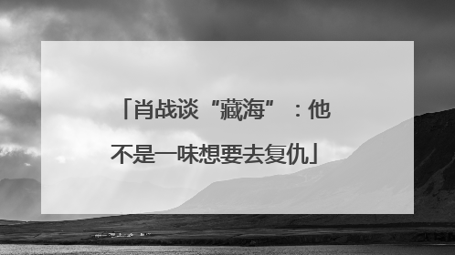 肖战谈“藏海”：他不是一味想要去复仇