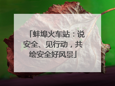 蚌埠火车站：说安全、见行动，共绘安全好风景