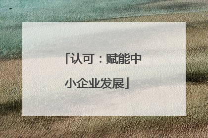 认可：赋能中小企业发展