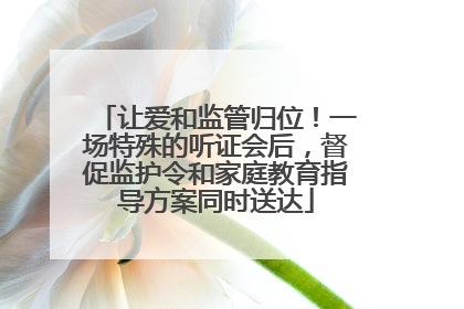 让爱和监管归位！一场特殊的听证会后，督促监护令和家庭教育指导方案同时送达