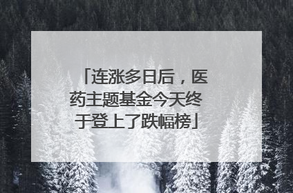 连涨多日后，医药主题基金今天终于登上了跌幅榜