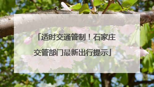 适时交通管制！石家庄交管部门最新出行提示