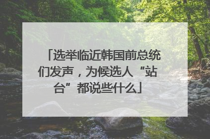 选举临近韩国前总统们发声，为候选人“站台”都说些什么