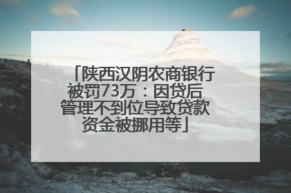 陕西汉阴农商银行被罚73万：因贷后管理不到位导致贷款资金被挪用等