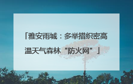 雅安雨城：多举措织密高温天气森林“防火网”