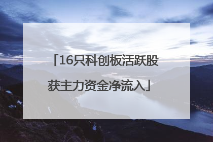 16只科创板活跃股获主力资金净流入
