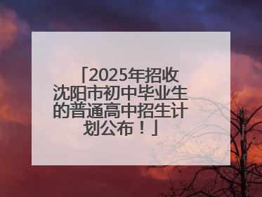 2025年招收沈阳市初中毕业生的普通高中招生计划公布！